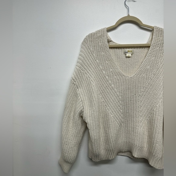 Anthropologie x Maeve V-Neck Sculptured Pullover Sweater - Off White - Picture 6 of 8